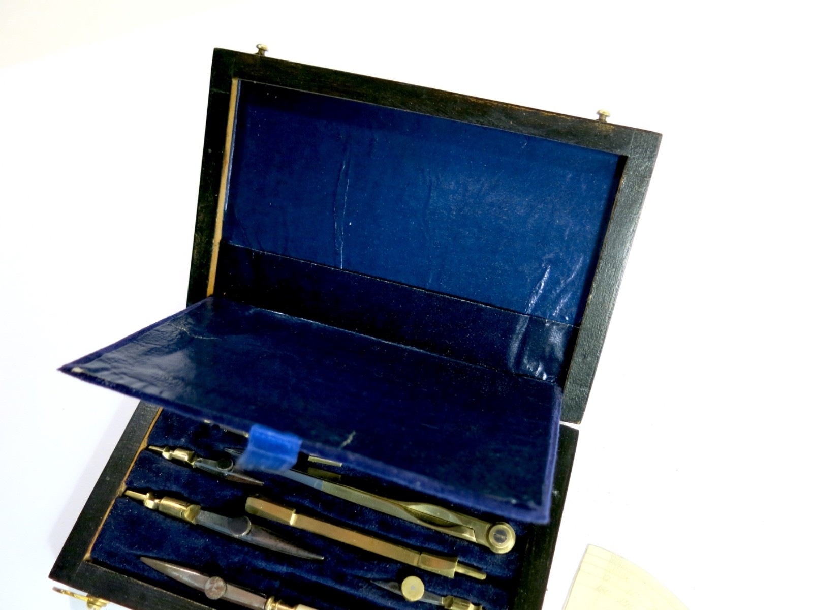 Antique late 1800s Drafting Set in Refinished Wooden Box.