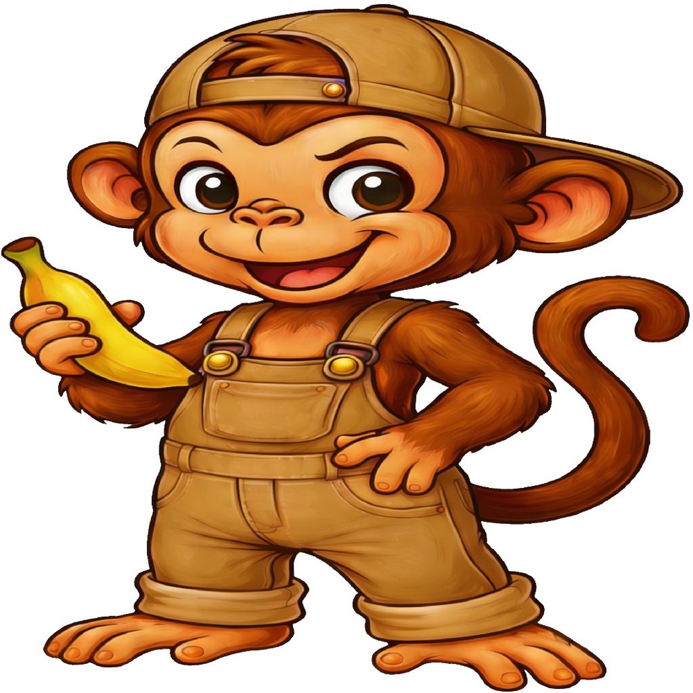 30 Custom Cartoon Brown Monkey Personalized Address Labels