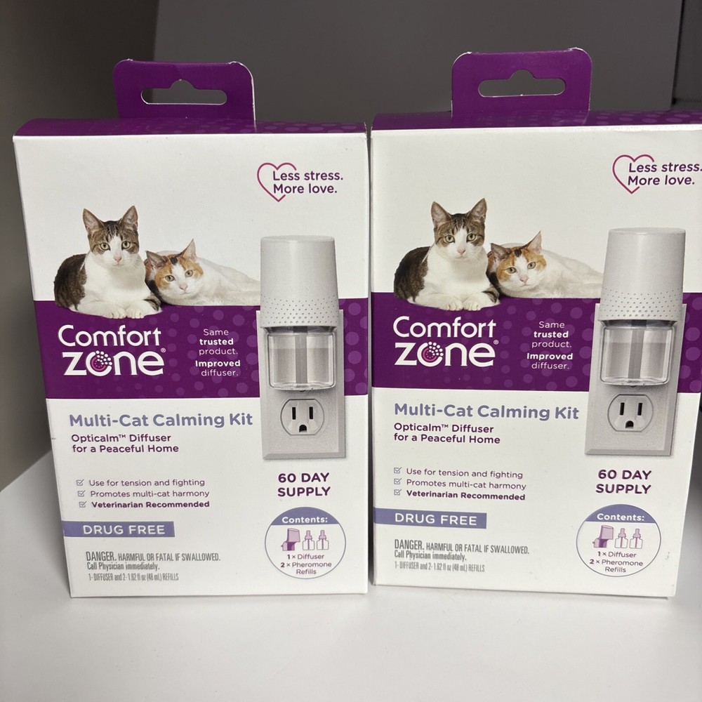 Comfort Zone Multi-Cat Calming Diffuser Home Kit for Cats, 2 Diffusers 4 Refills