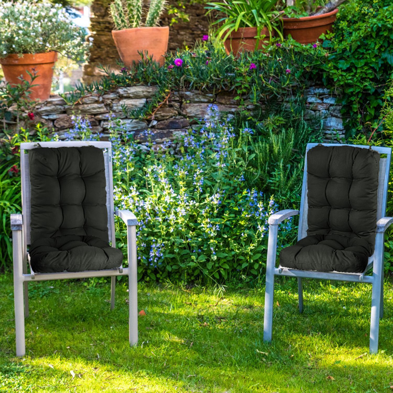 2-Styles In/Outdoor Deck Lounge Chair Cushion Tufted Rocking Recliner Padding