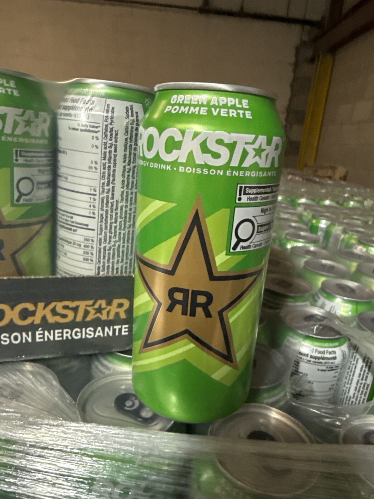 12 Cans of Rockstar Revolt Green Apple Flavored Energy Drink 473ml / 16 oz Each