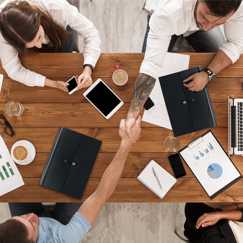 7 Pocket Expanding File Folder with Tab Inserts, Accordian Black