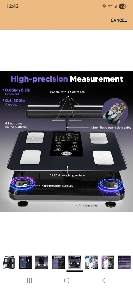 GE 8-Electrode Bluetooth Digital Scale Body Composition Analyzer Black