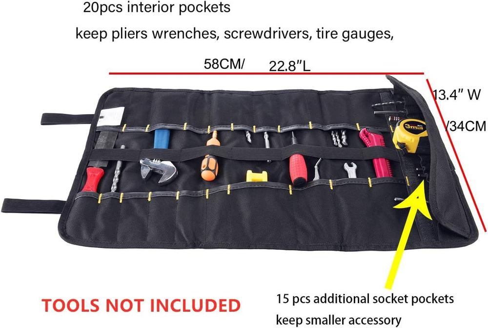 1/2 Pcs Tool Roll Organizer Storage-Wrench Organizer&Tool 1pc black