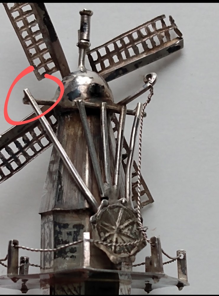 Antique Dutch silver Miniature Windmill