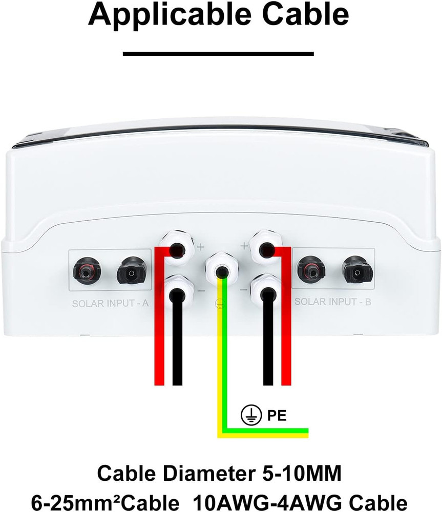 DIHOOL PV Solar Combiner Box for Solar Panels 2 String 25 Amp Junction Box DC500
