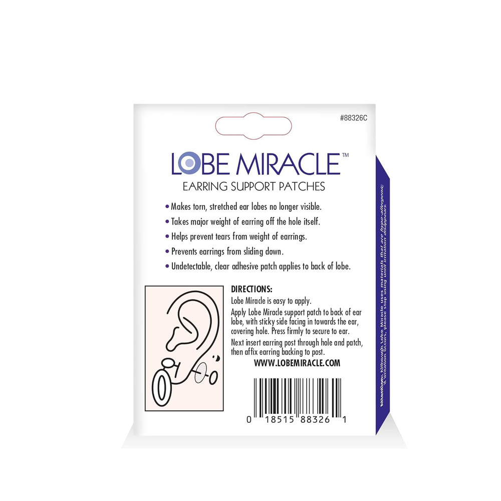 Lobe Miracle- Clear Earring Support Patches - Earring Backs for Droopy Ears - Ea