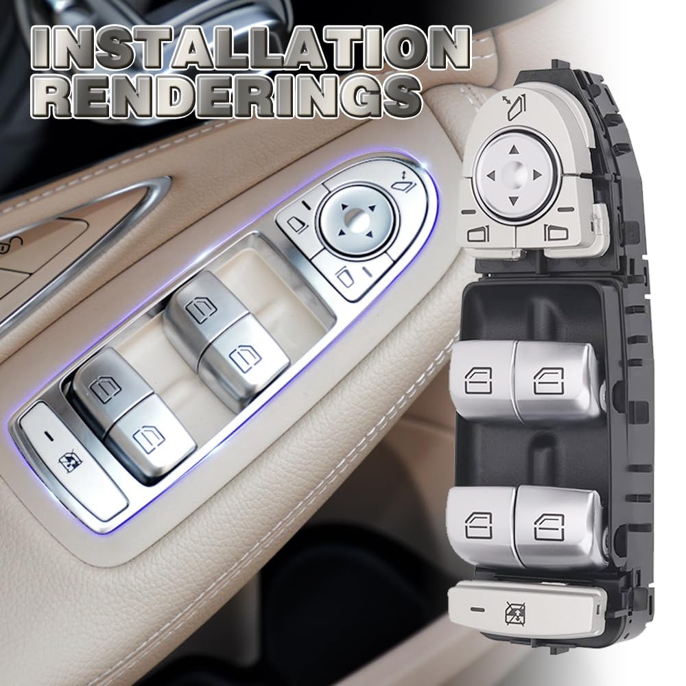 Master Power Window Switch Front Left Driver Side Compatible with Mercedes-Benz