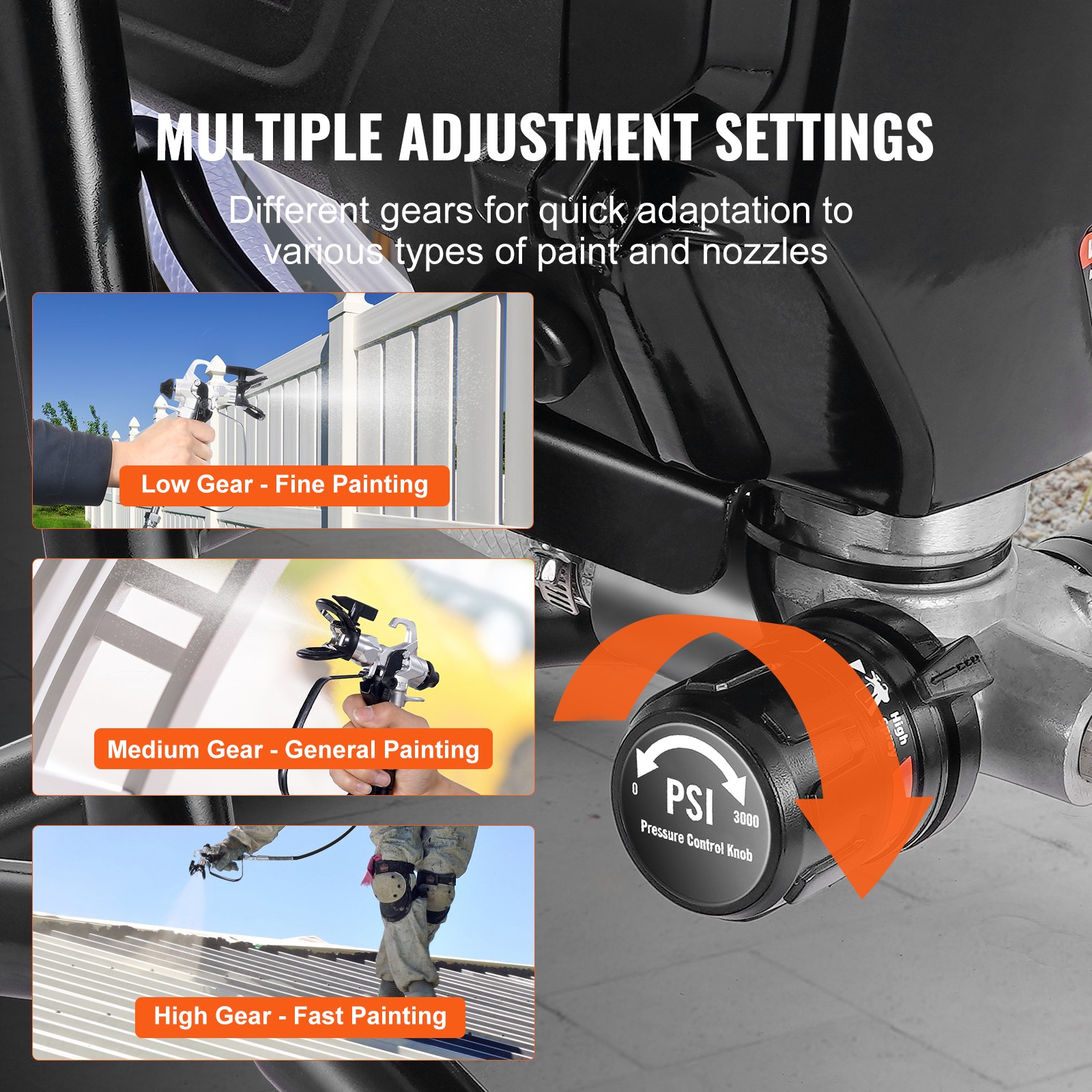 VEVOR Stand Airless Paint Sprayer 750W 3000PSI Electric Airless Sprayer Handheld