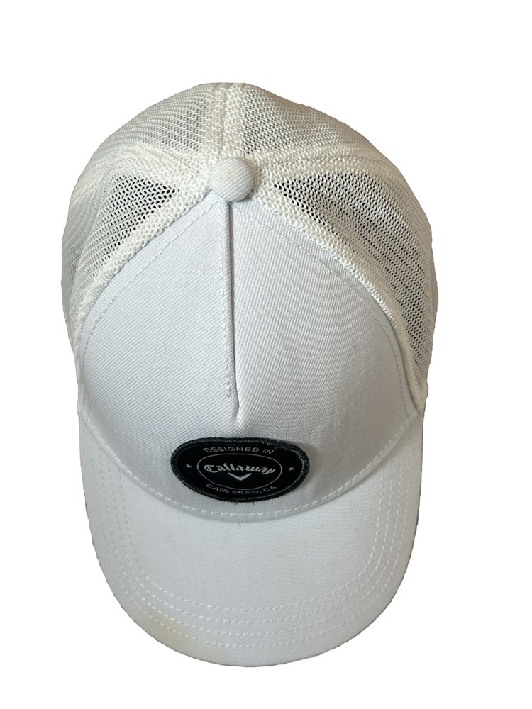 Callaway Golf Hat Cap Strap Back Designed In Carlsbad, CA Trucker Mesh White