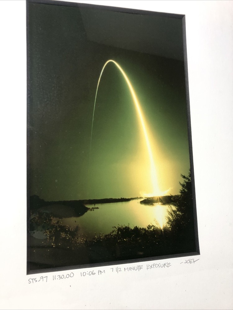 Space Shuttle Launch Timelapse Photography-Framed, Matted, Pencil Signed-14”x11”
