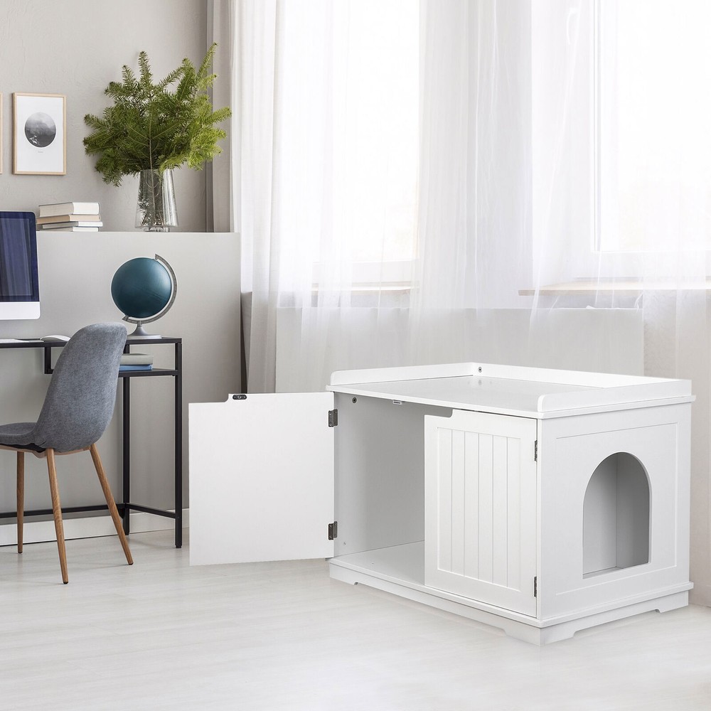 Washroom Storage Bench Litter Box Cover with Sturdy Structure Easy Assembly