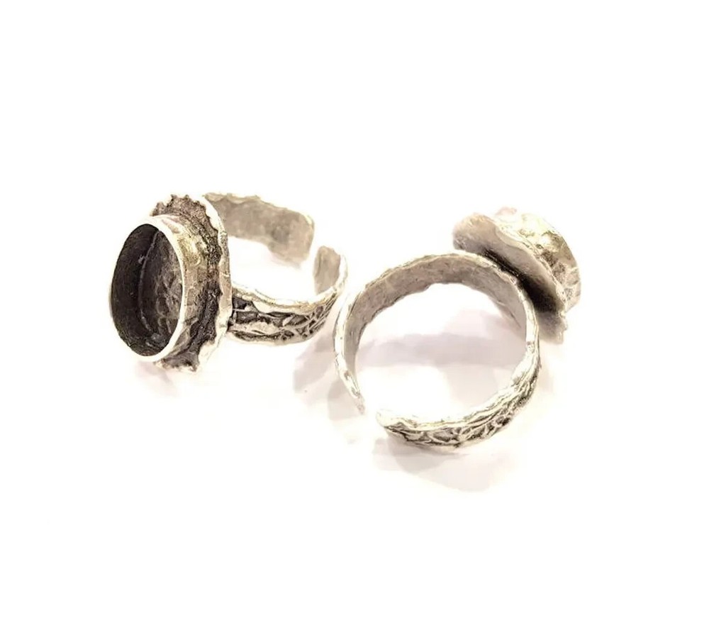 Silver Ring Setting Resin Blank Cabochon Base inlay Ring Mounting Adjustable