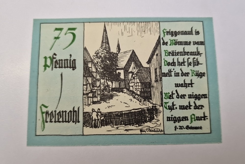 75 PFENNIG   Excellent Condition Old BANKNOTE Germany
