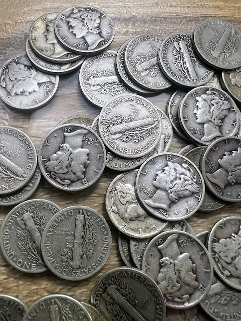 Mercury Dimes Lot of 3 - Mixed Dates and Mints 1916 to 1945 - 90% Silver Coins