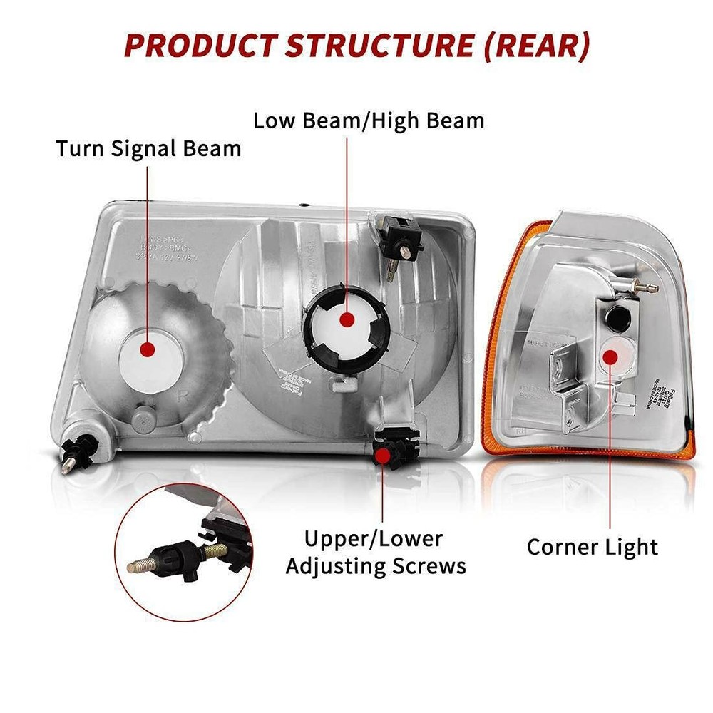 Pair Chrome Headlight Assembly RXC0882