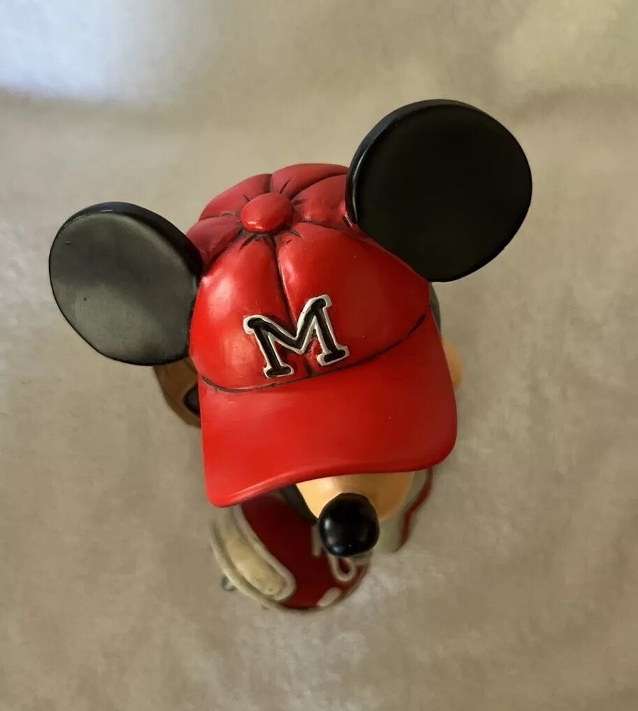 Walt Disney World Bobble Head Baseball Mickey Mouse on Round Base, 9"