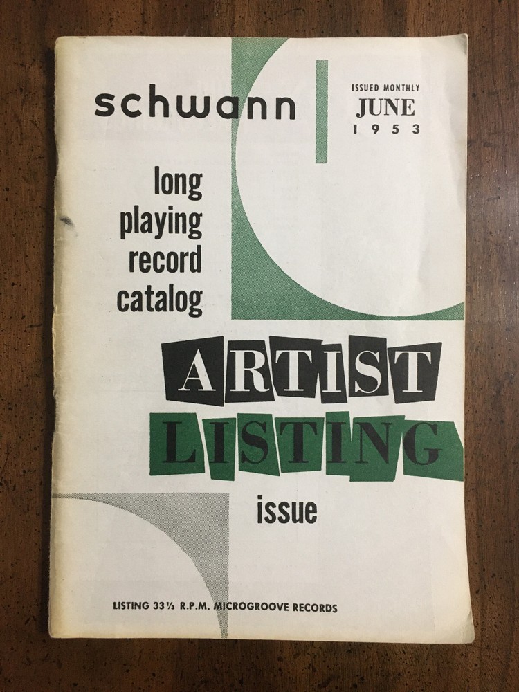 Schwann Long Playing Record Catalog. December, 1953 issue