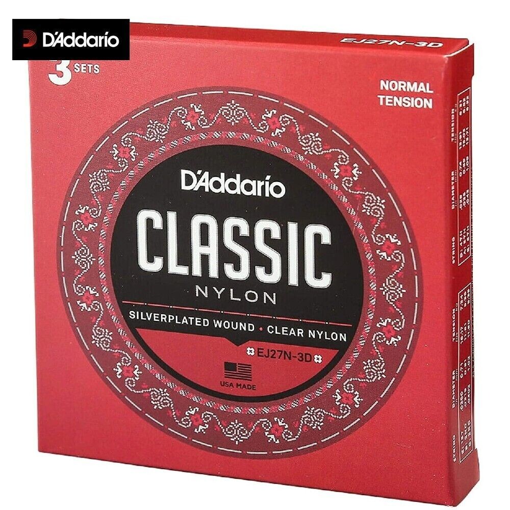 3 Sets EJ27N D'Addario  Nylon Strings Normal Tension EJ27N-3D Classical Guitar