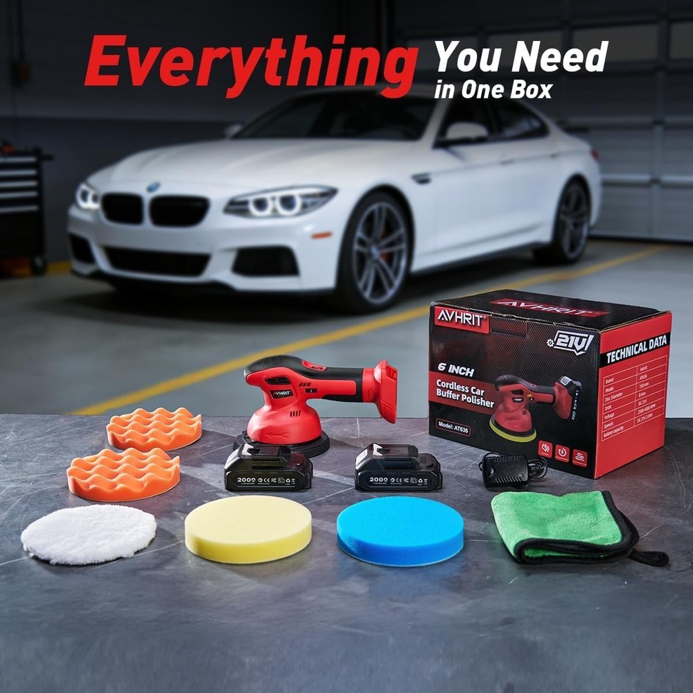 Professional Cordless Car Buffer with 6 Speed Settings | Ultimate Detailing Kit