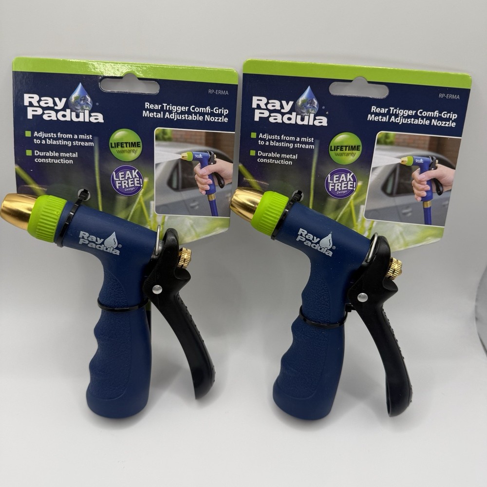 Ray Padula Rear Trigger Metal Adjustable Hose Nozzle 2 Pack Comf-Grip