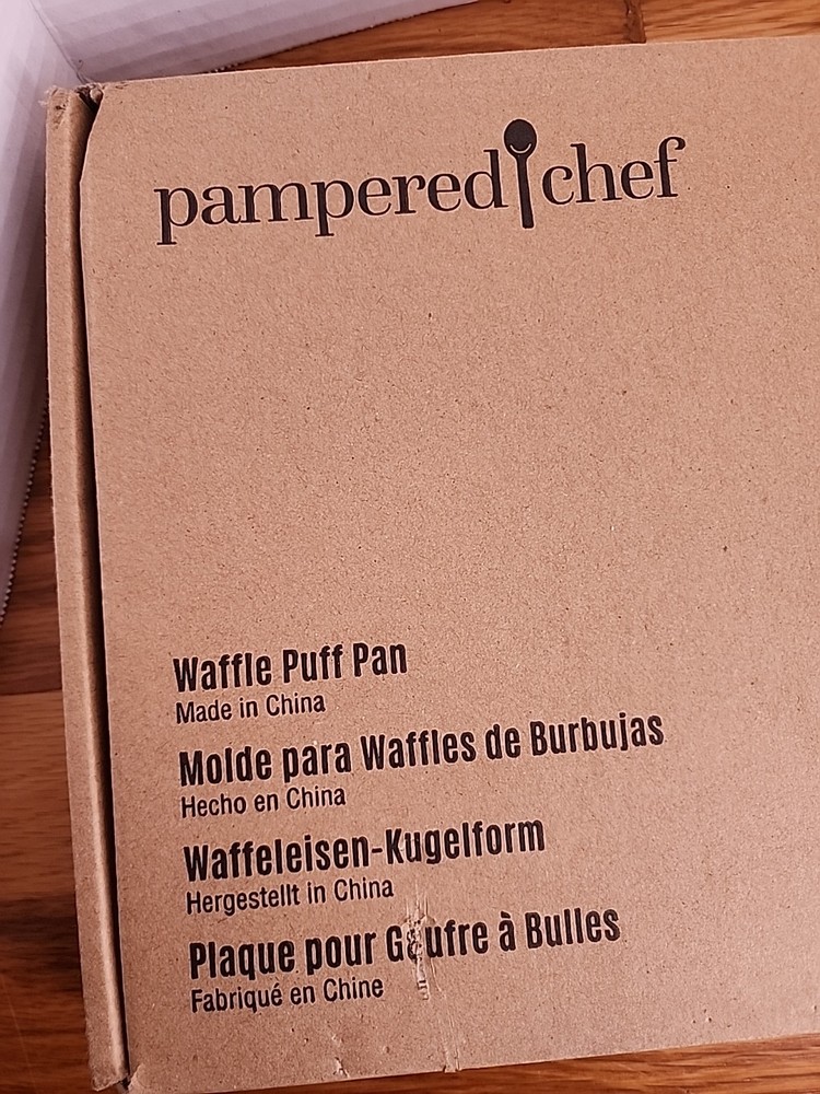 Pampered Chef Waffle Puff Pan Bubble Waffle Maker Open Box Item #100080