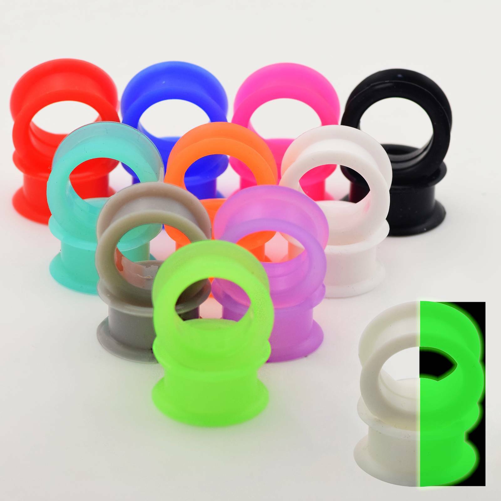 48PCS/LOT Thick Silicone Ear Gauges Double Flared Earskin Tunnels Plugs Expander