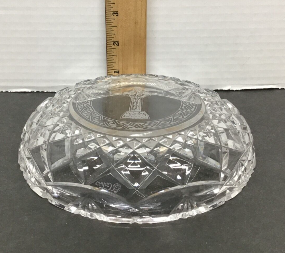 Galway Irish Crystal Etched Celtic Cross Dish Signed