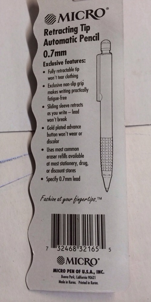 2x non sharpening Automatic Pencil .7mm. Retractable Tip. Micro.