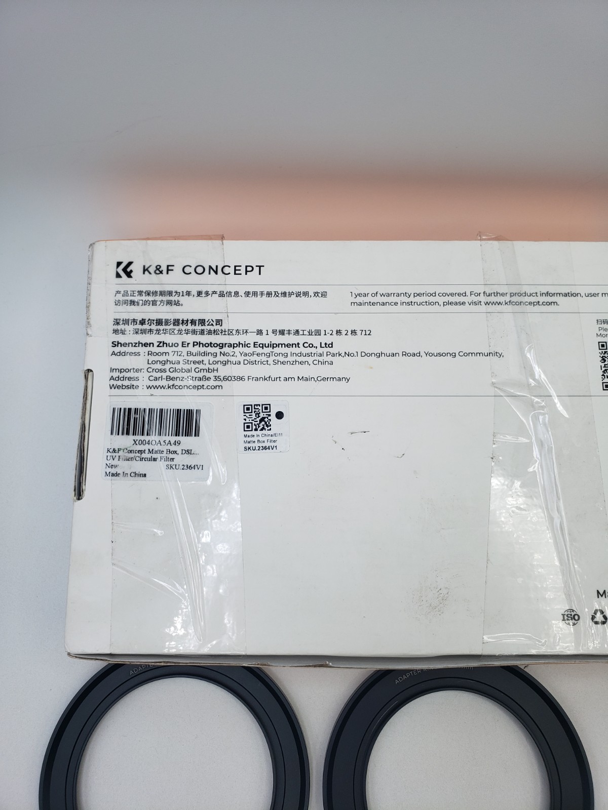 K&F Concept DSLR Camera Matte Box - Carbon Fiber, 67-95mm Adapter Rings, 4x5.65