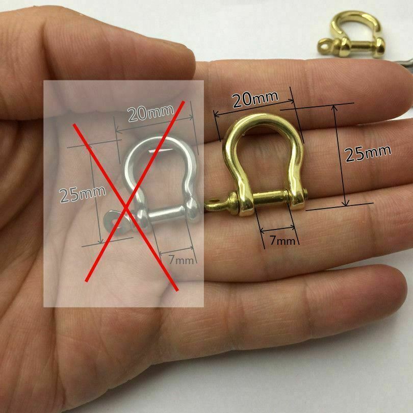 7mm Solid Brass Bow Shackle Joint Connect D Ring Key Chain Fastener Clip Lot