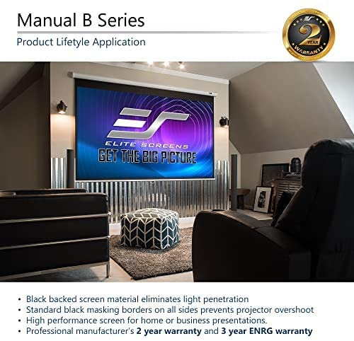 Elite Screens Manual B 100-INCH Manual Pull Down Projector Screen Diagonal 16:9