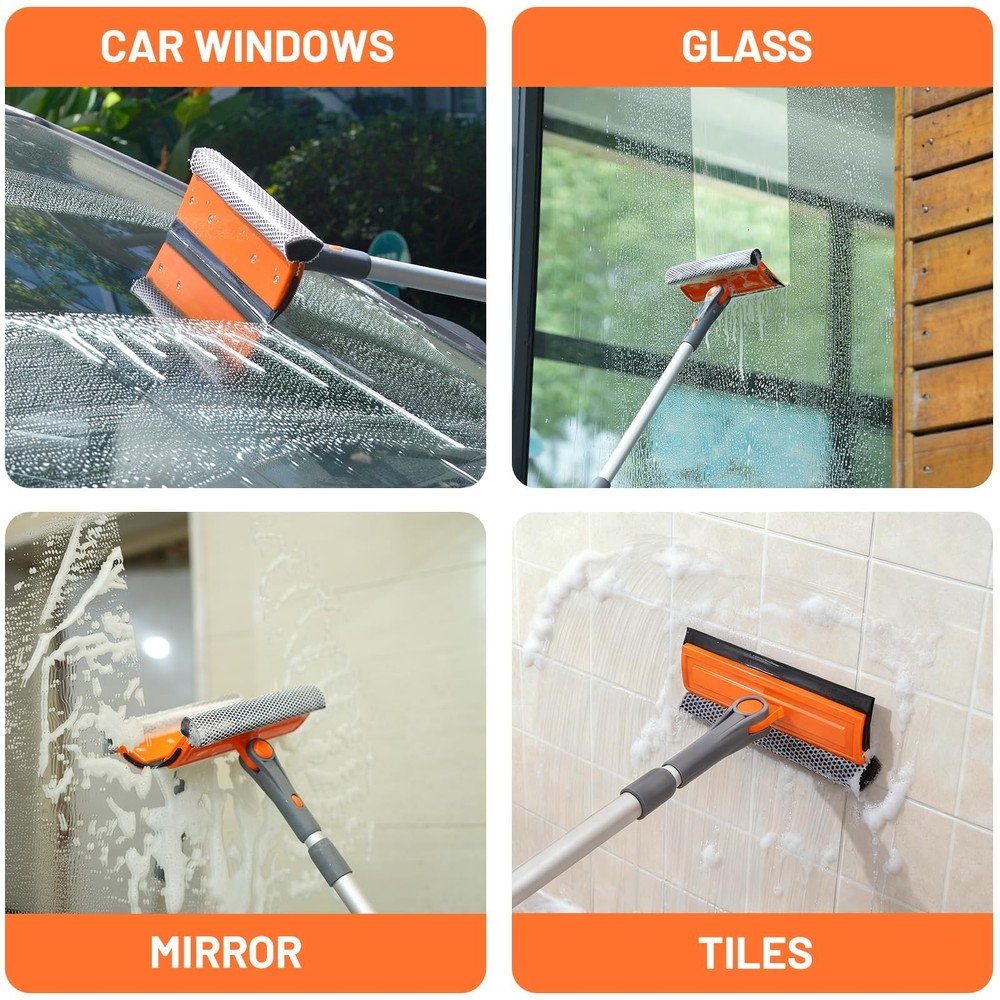 eazer Professional Window Squeegee, 2-in-1 Rotatable EA1616-PS2, Orange