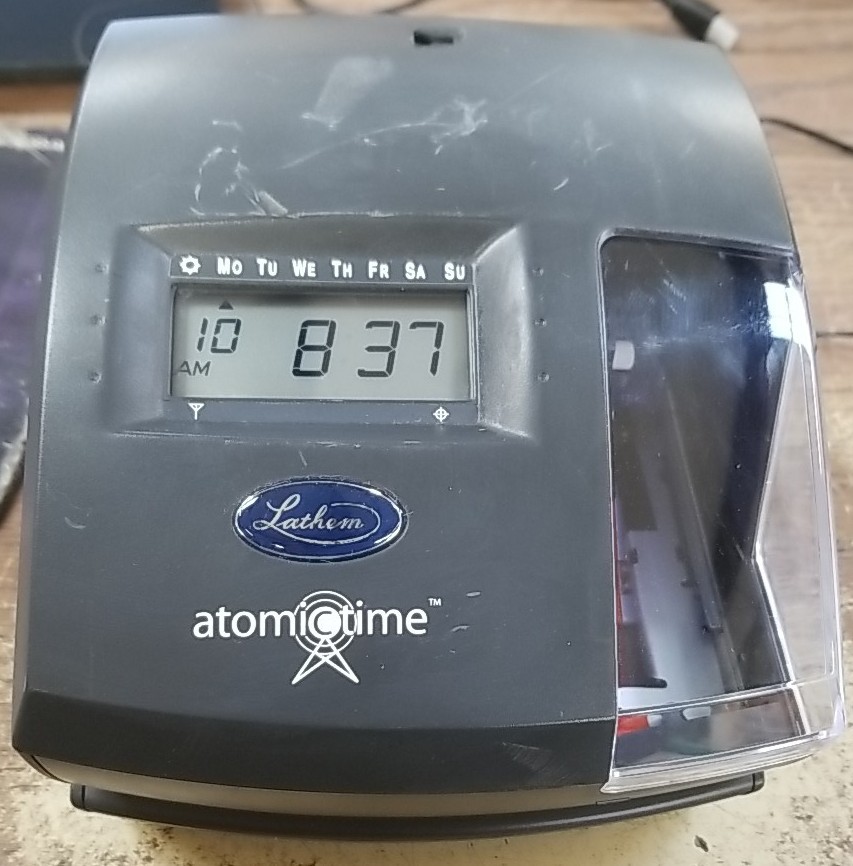 Lathem 1600E True-Align Stamp Work Time Clock with AC Adapter (No Key)