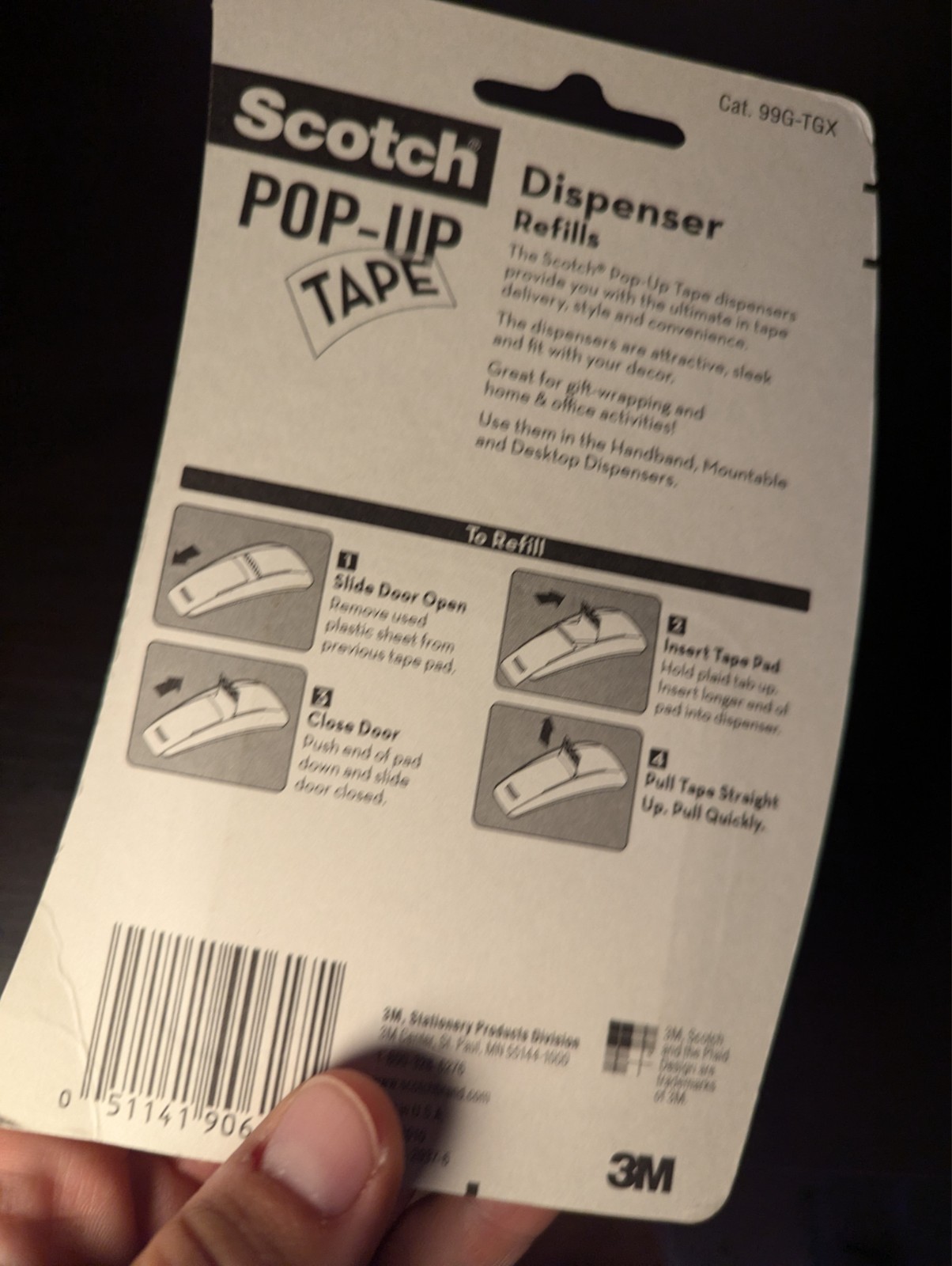 NEW Scotch Pop Up Tape Dispenser Refills 3 pads 75 Strips Each 225 Strips Total