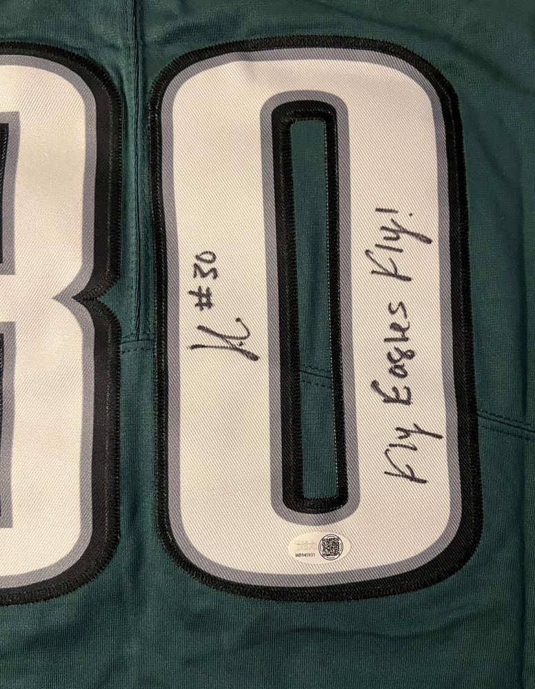 Jihaad Campbell signed cusotm jersey w/Fly Eagles Fly JSA