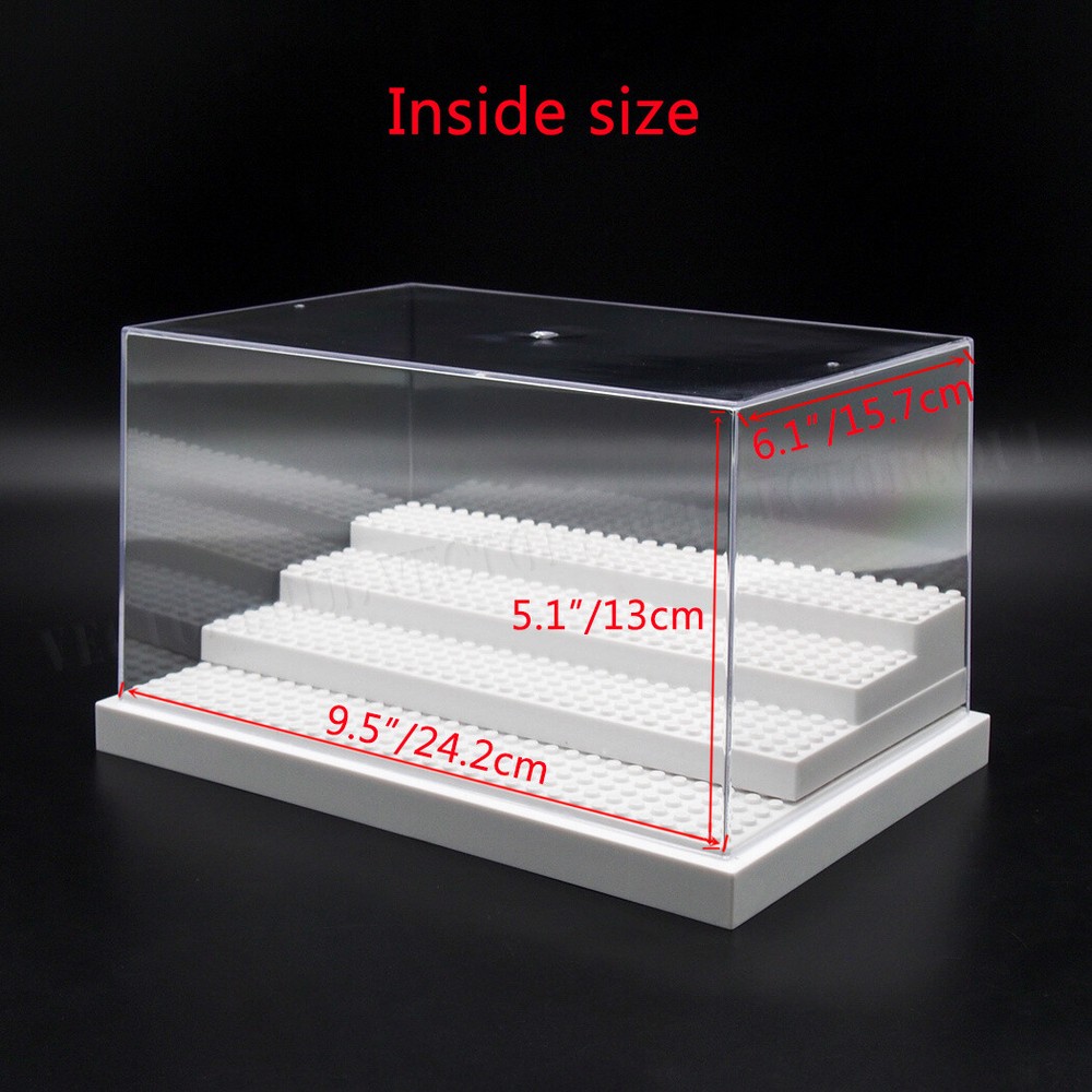 US White Acrylic Display Case Box 4 Steps For Building Blocks Plastic Base 24cm
