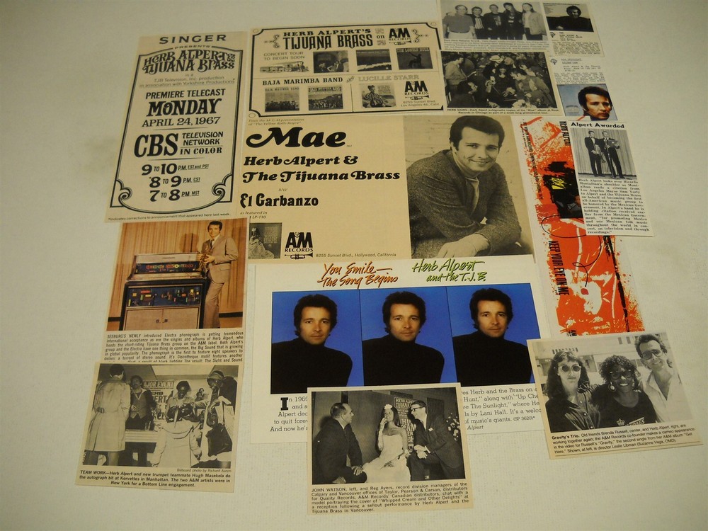 HERB ALPERT 14-piece Vintage PROMO ONLY collection lp reviews/pictures/adverts