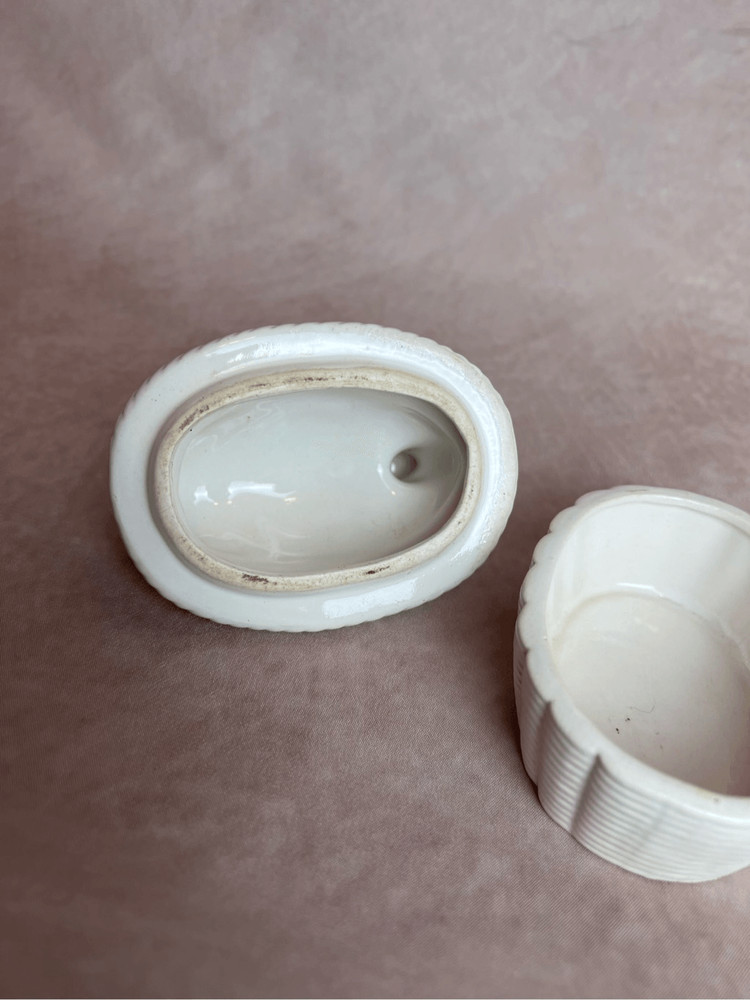 Vintage White Ceramic Duck Hen on Nest