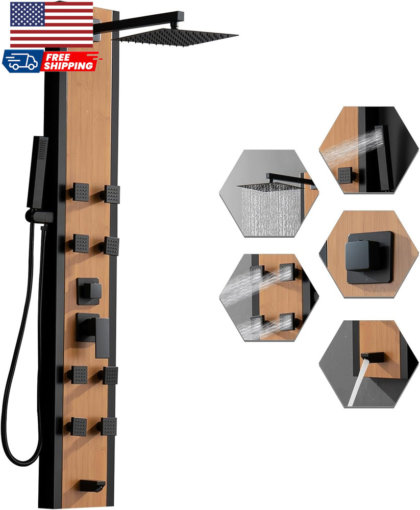 Stainless Steel Shower Panel Tower System 8 Jets Multi-Function Shower Panel