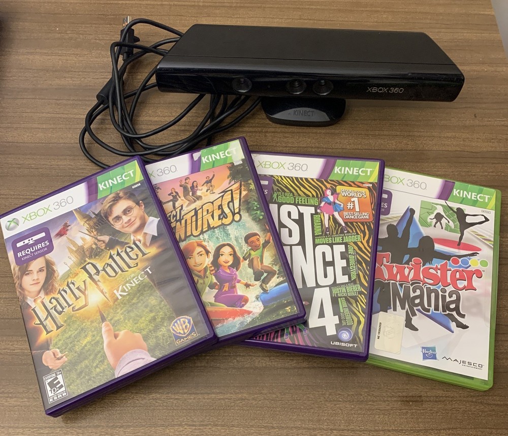xbox 360 kinect censor bar with 4 games WORKING CIB GAMES