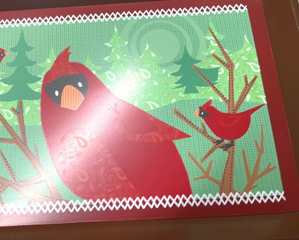 Gund Cardinal Bird Serving Tray Rectangular with Handles Christmas Decor