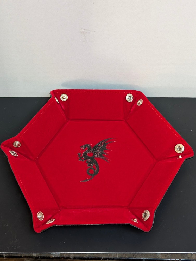 Hexagon Folding Dice Tray (Red Dragon) D&D