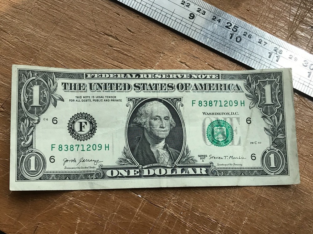 $1  Dollar Bill Misaligned  Print Error F 83871209 H 2017A