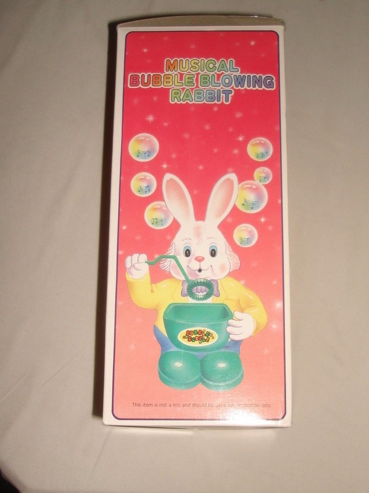 1995 MUSICAL BUBBLE BLOWING RABBIT W/BOX & A.C. ADAPTER MINT