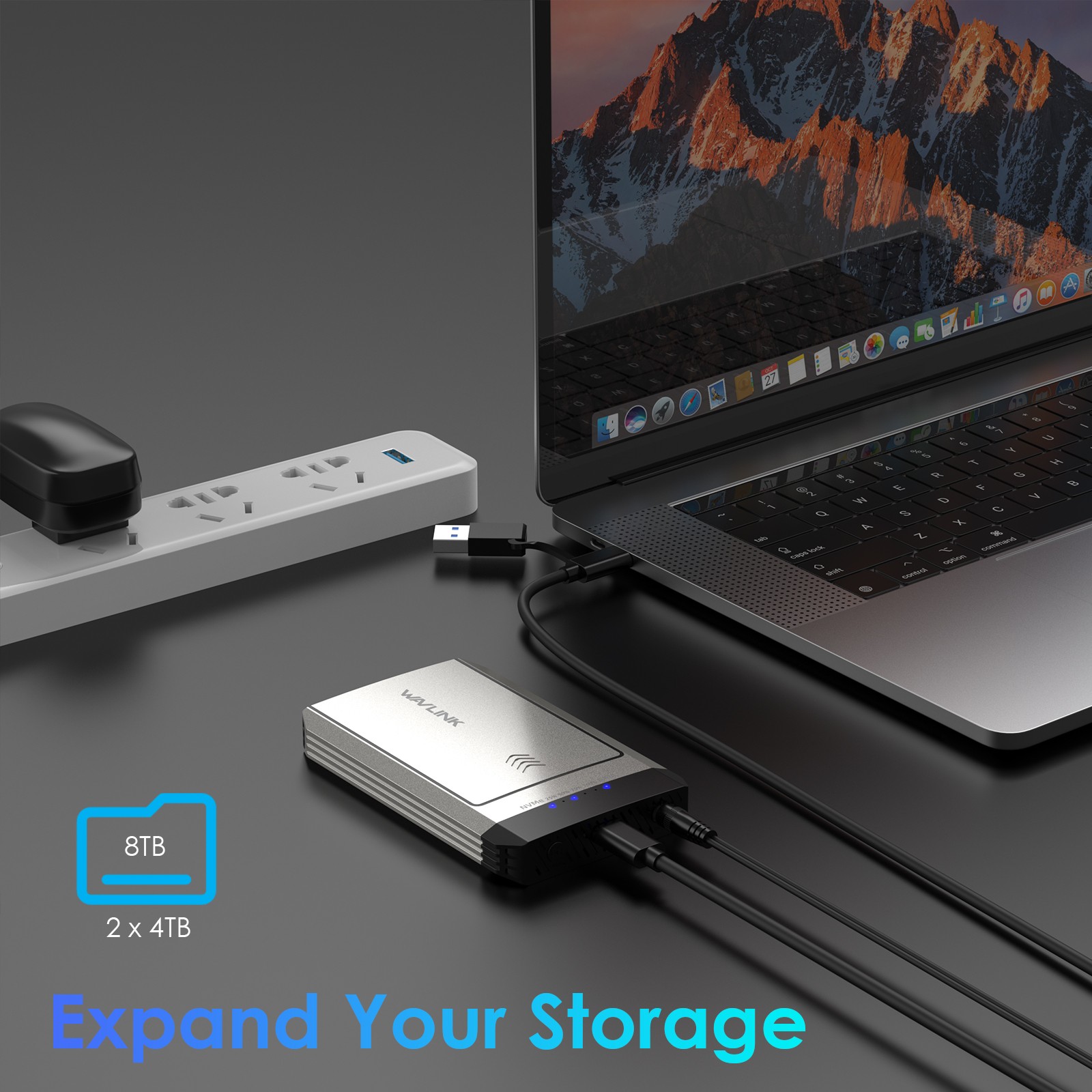 Dual-Bay Offline Clone M.2 SSD NVMe Cloner 10Gbps USB-C Hard Drives Enclosure