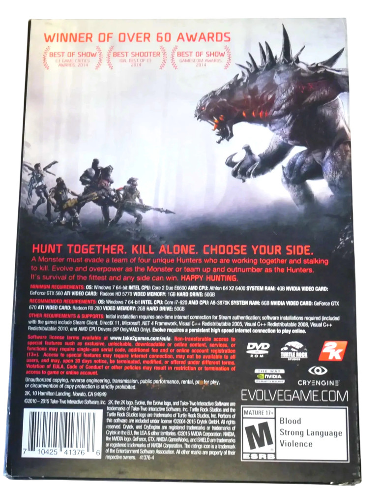 2K Games: Evolve (PC DVD-ROM) – Brand New