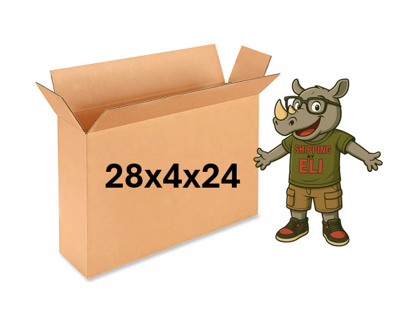 28" x 4" x 24" Cardboard Corrugated Box - SINGLE BOX - SIDE LOADING - ART BOX