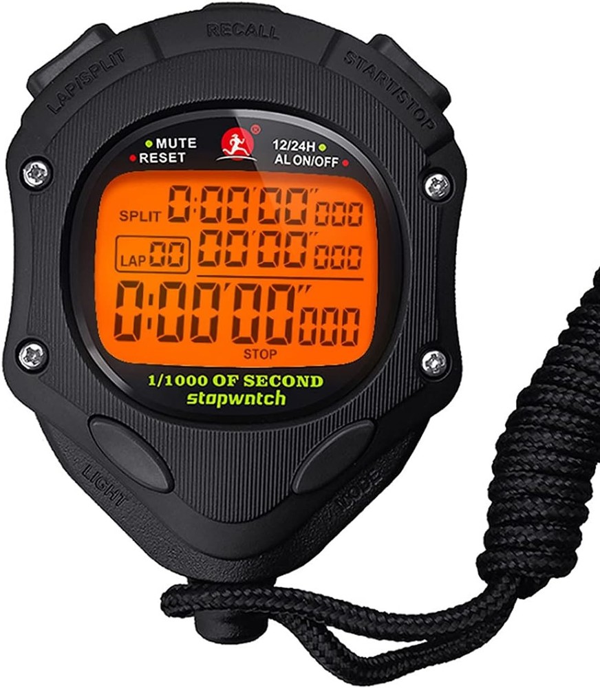 Digital Stopwatch Timer with Back Light Stop Watch 100 Lap-backlight-black