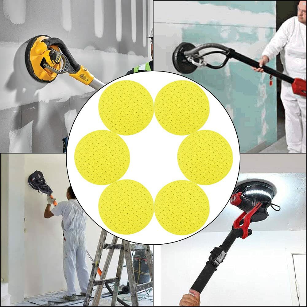 10PCS Multi-Hole Drywall Sander Paper 9 inch Hook and Loop Sanding Disc 150 Grit